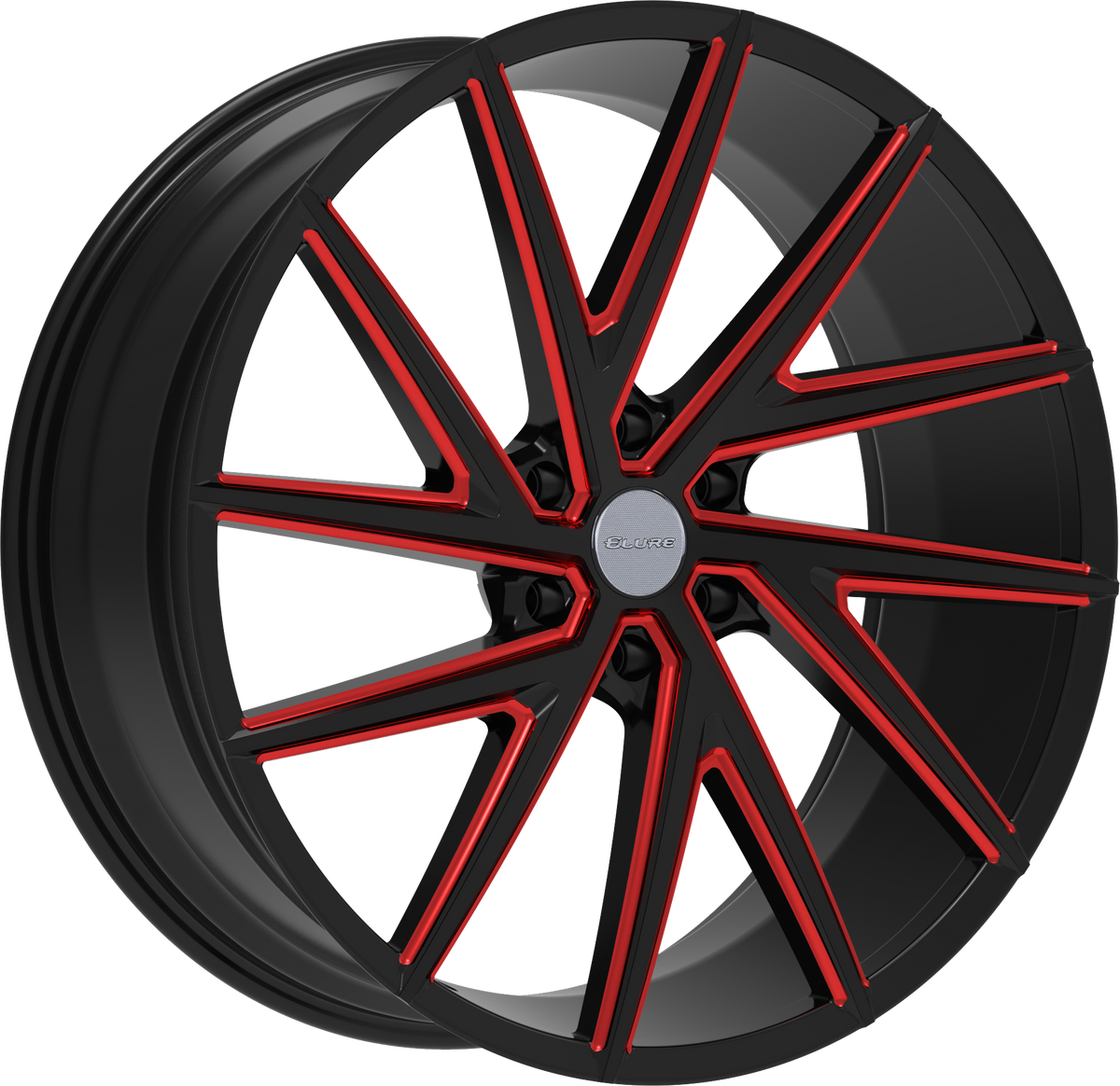 ELURE Style 50 24" x 9.5" Black Red Milled Wheels