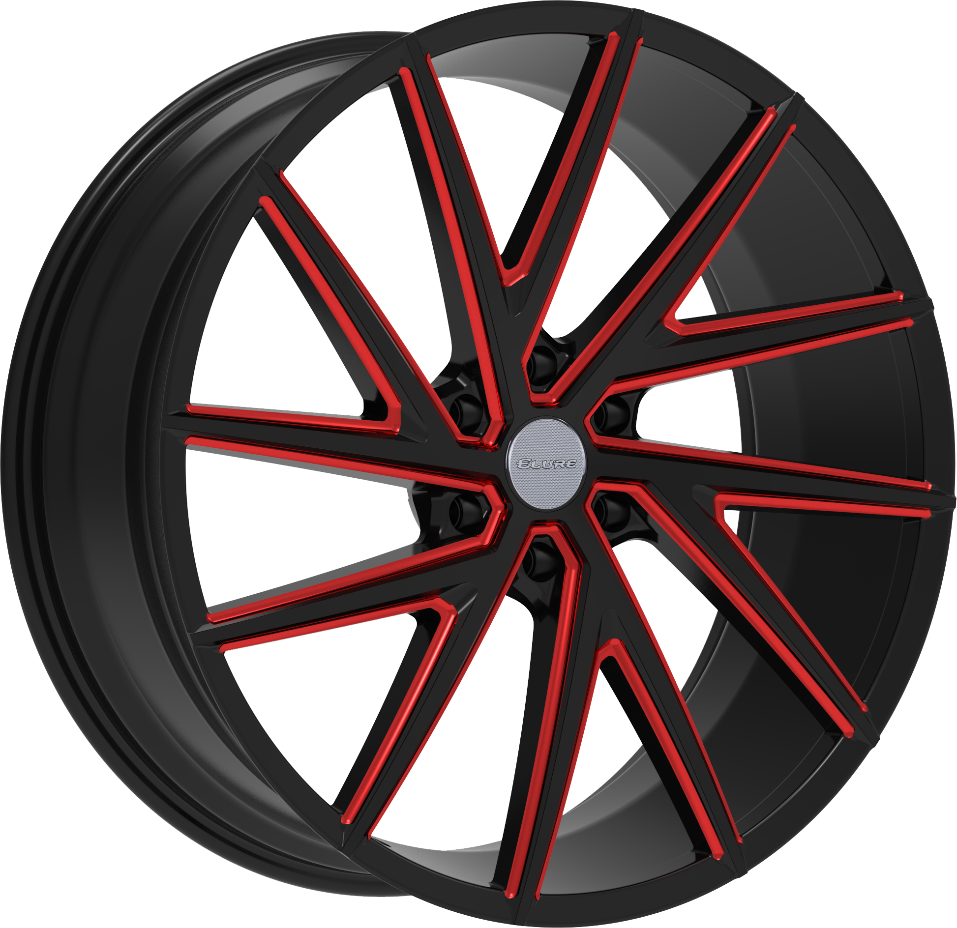 ELURE Style 50 24" x 9.5" Black Red Milled Wheels
