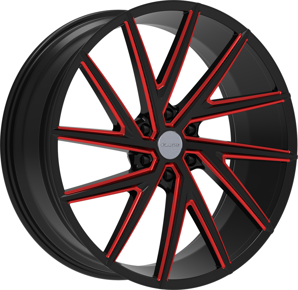 ELURE Style 50 24" x 9.5" Black Red Milled Wheels