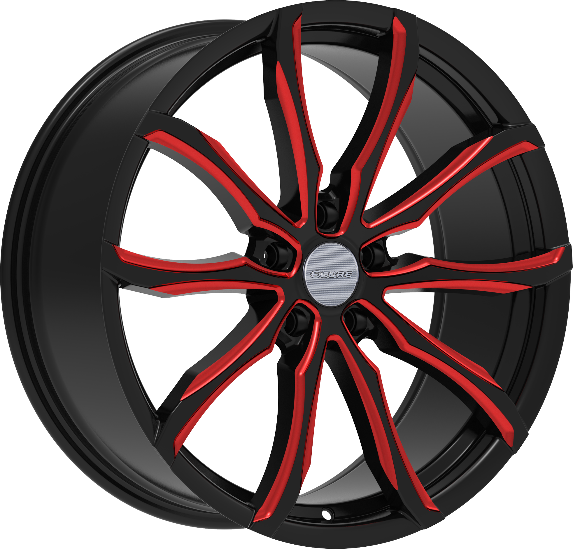 ELURE Style 51 22" x 8" Black Red Milled Wheels