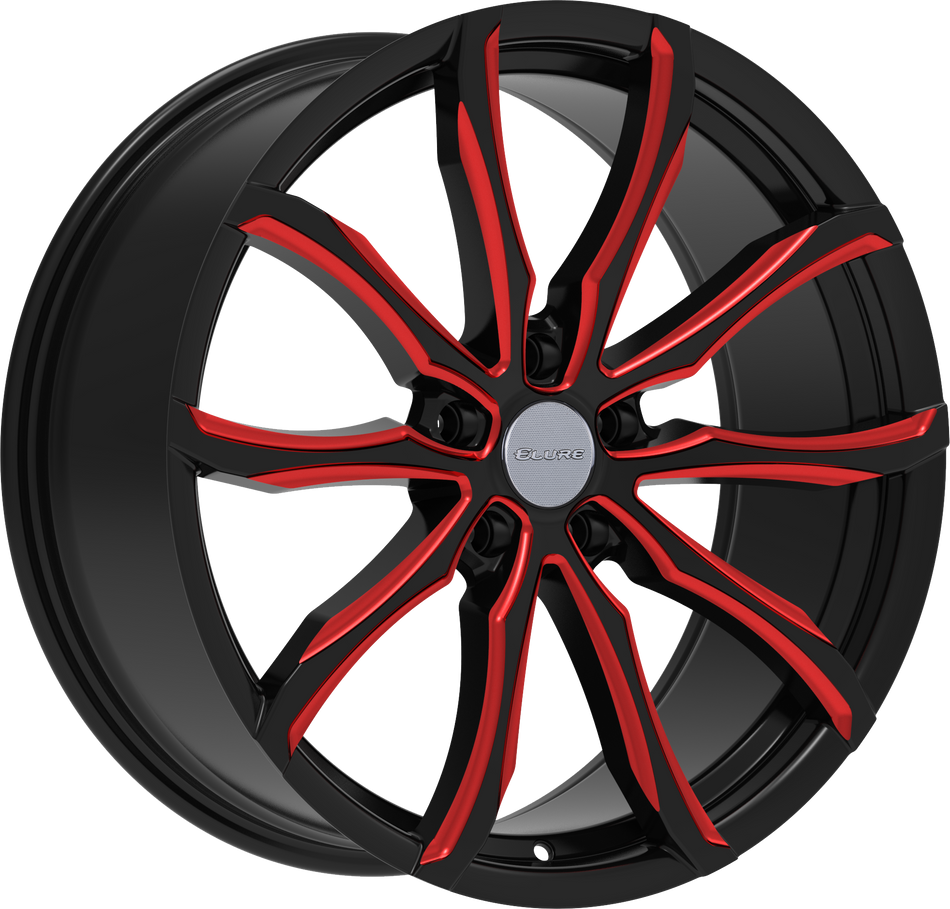 ELURE Style 51 22" x 8" Black Red Milled Wheels