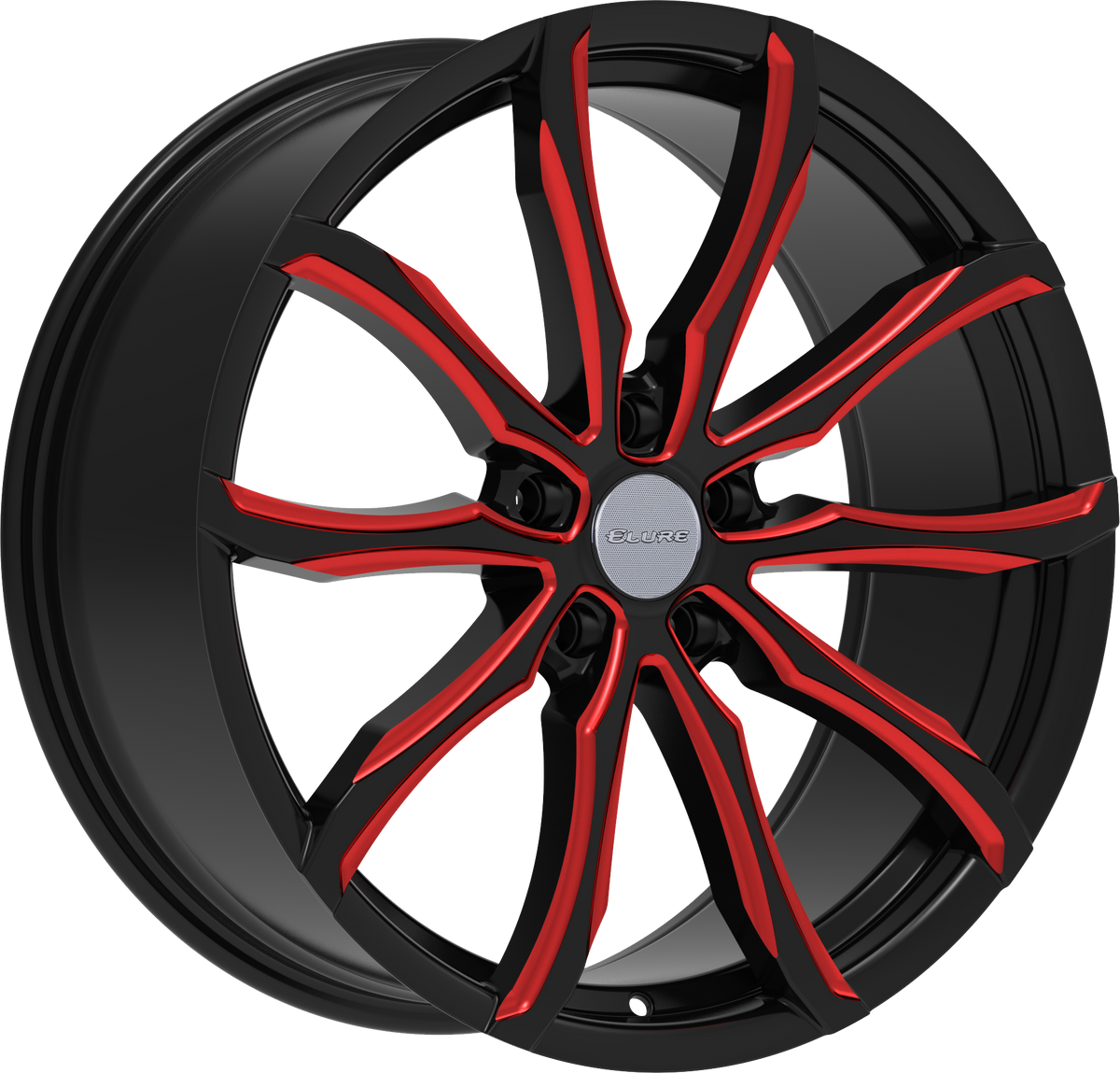 ELURE Style 51 22" x 8" Black And Red Milled Wheels