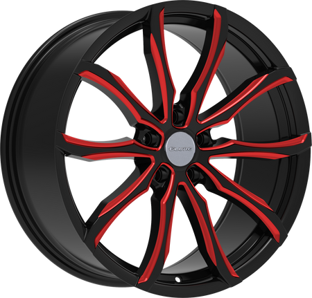 ELURE Style 51 22" x 8" Black And Red Milled Wheels