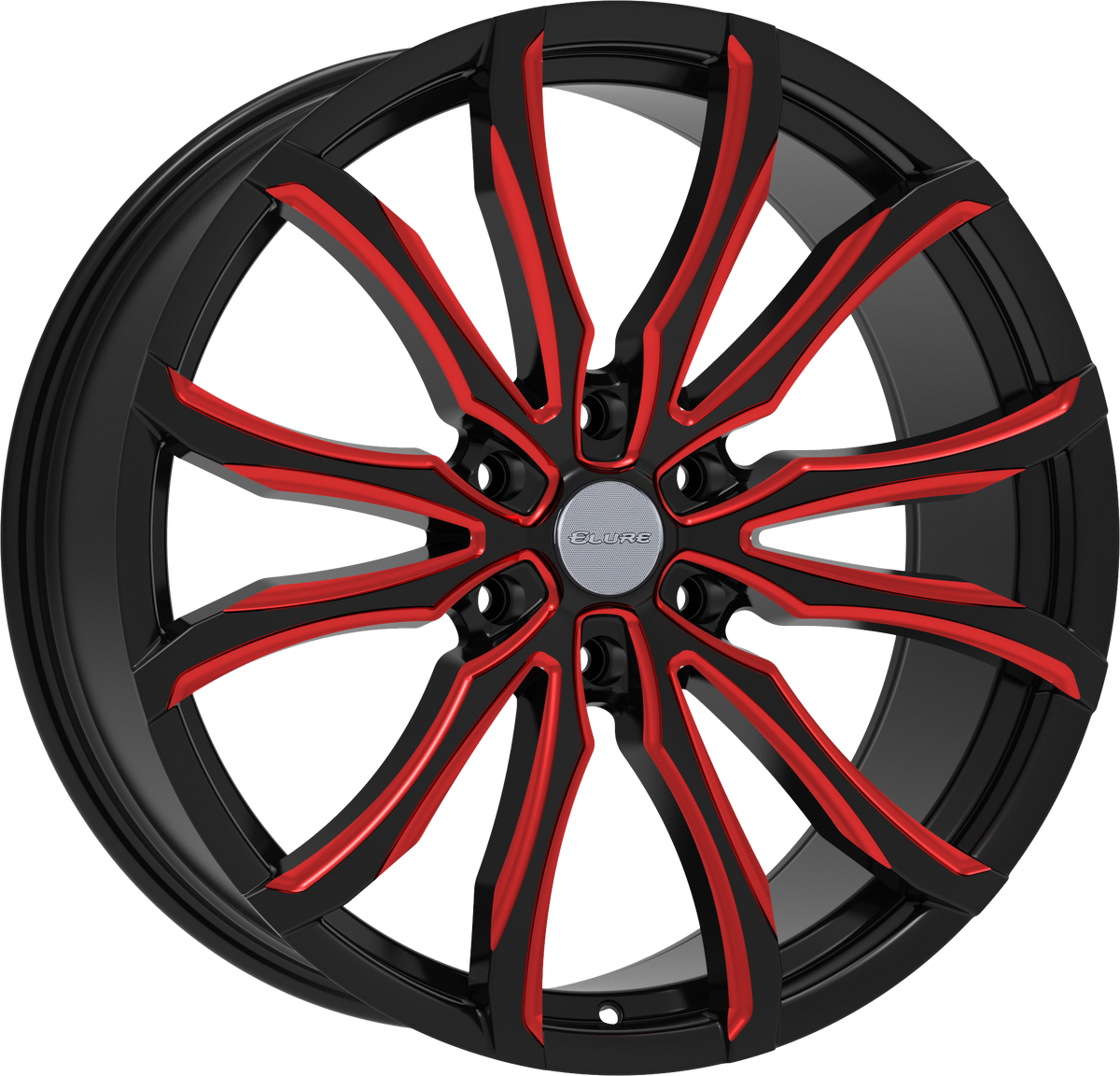 ELURE Style 52 22" x 9.5" Black Red Milled Wheels