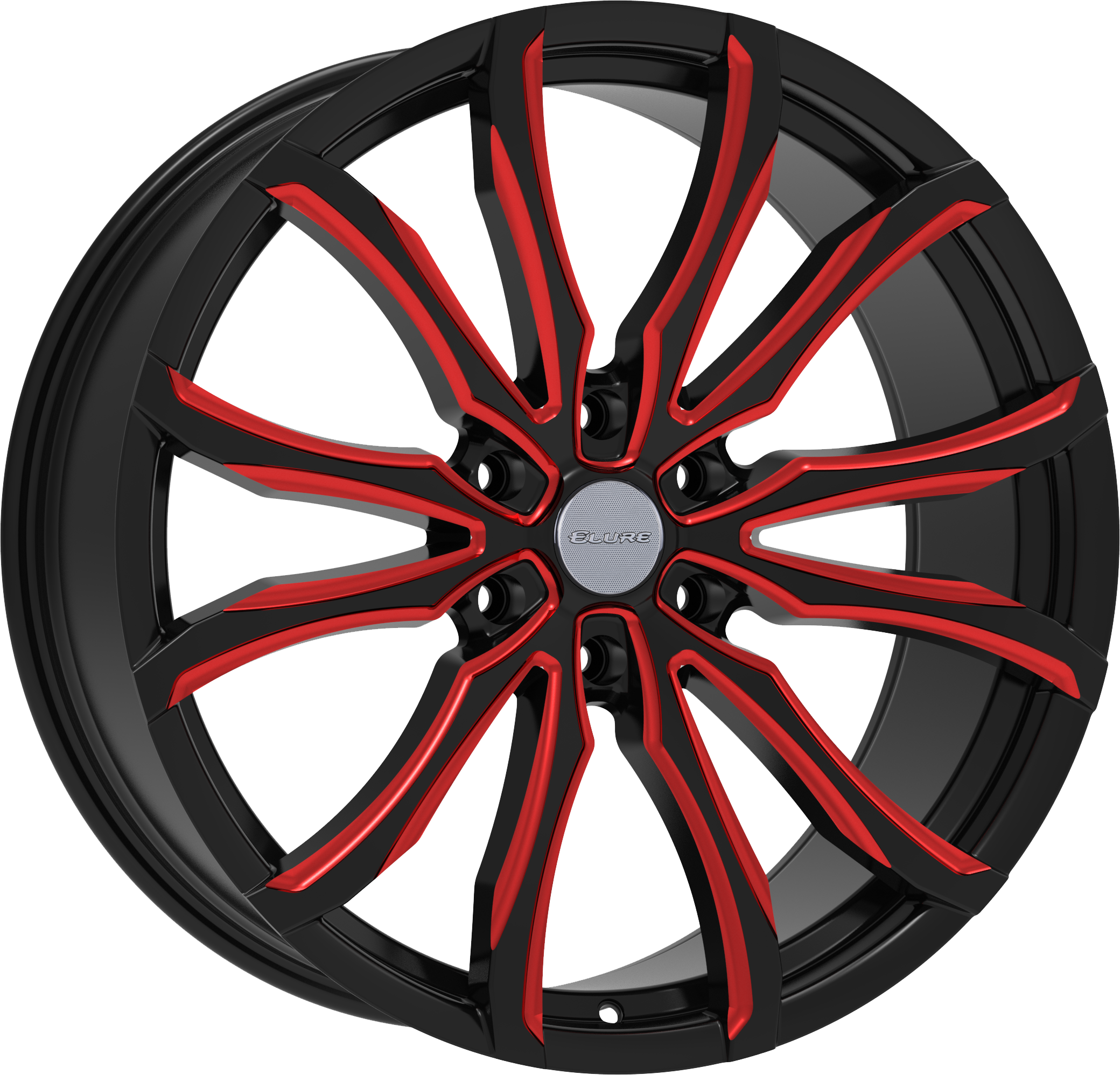 ELURE Style 52 22" x 9.5" Black Red Milled Wheels