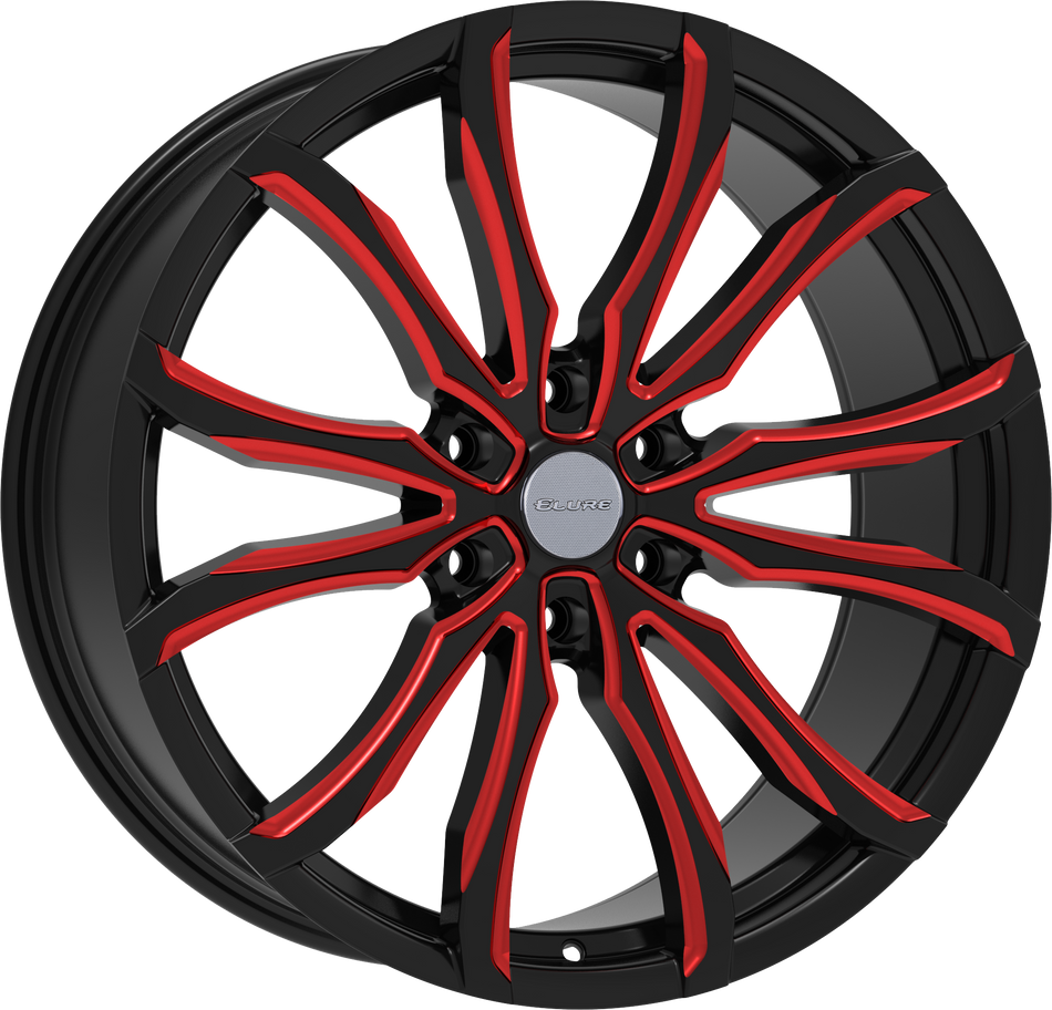 ELURE Style 52 22" x 9.5" Black Red Milled Wheels