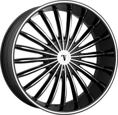 VELOCITY Style 11 22" x 8" Black Machined Wheels