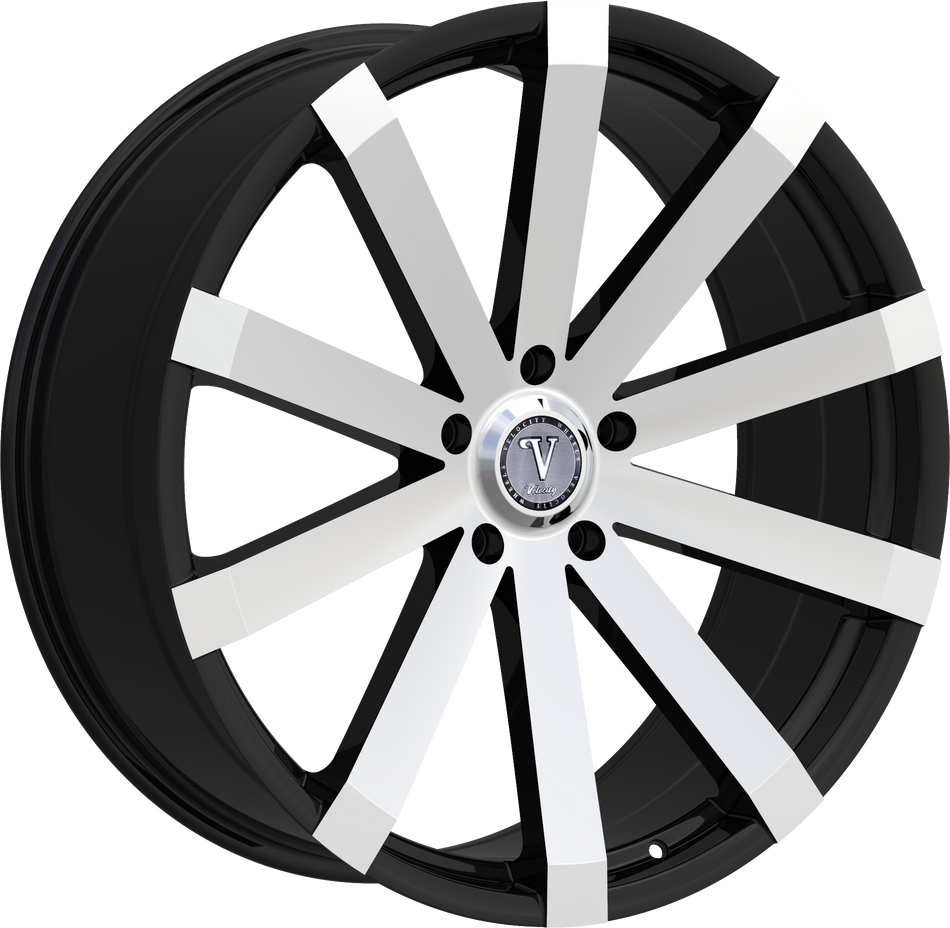 VELOCITY Style 12 22" x 8" Black Machined Wheels