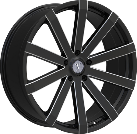VELOCITY Style 12 22" x 8" Black And Milled Wheels