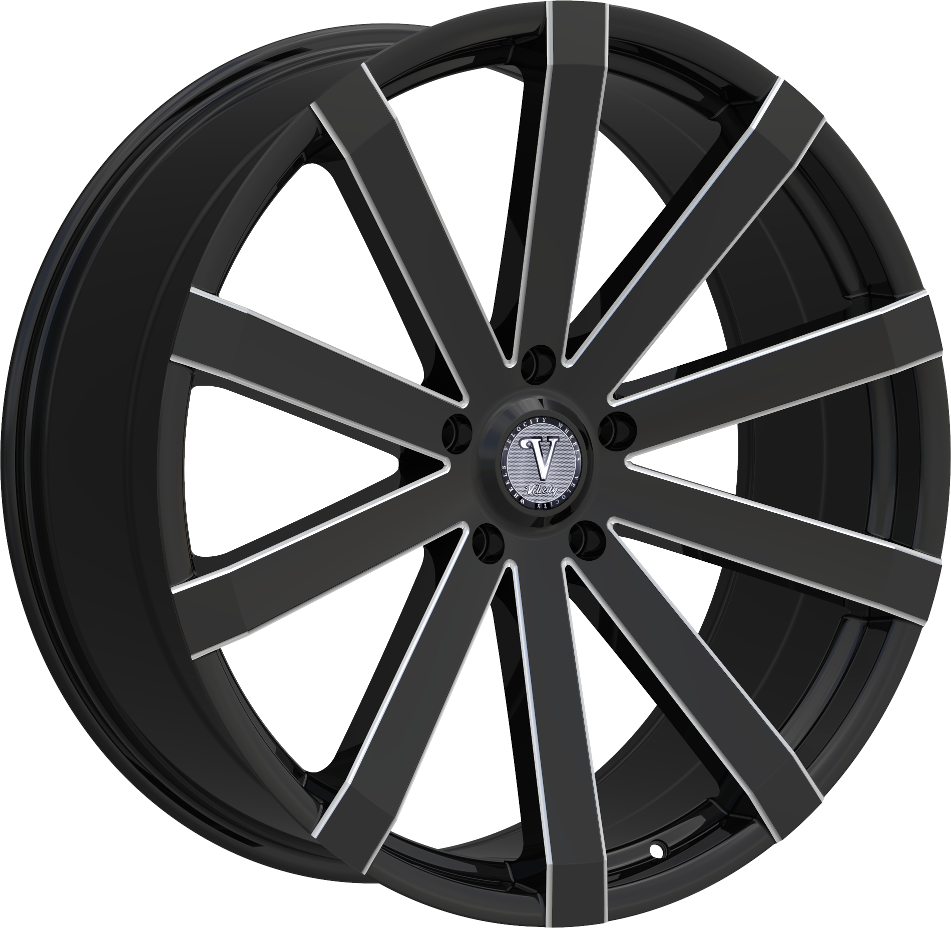 VELOCITY Style 12 22" x 8" Black And Milled Wheels