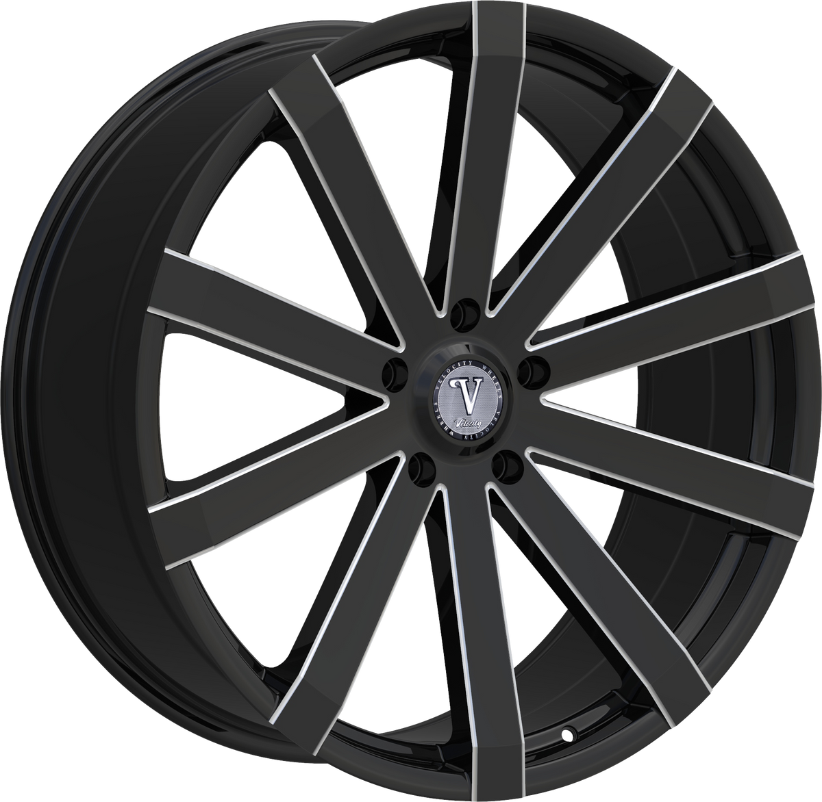 VELOCITY Style 12 22" x 8" Black And Milled Wheels