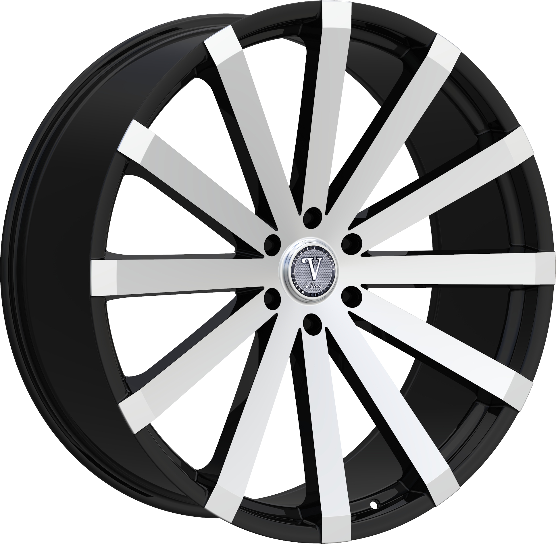 VELOCITY Style 12 22" x 8" Black Machined Wheels