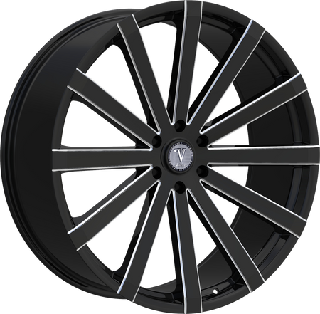 VELOCITY Style 12 22" x 8" Black And Milled Wheels