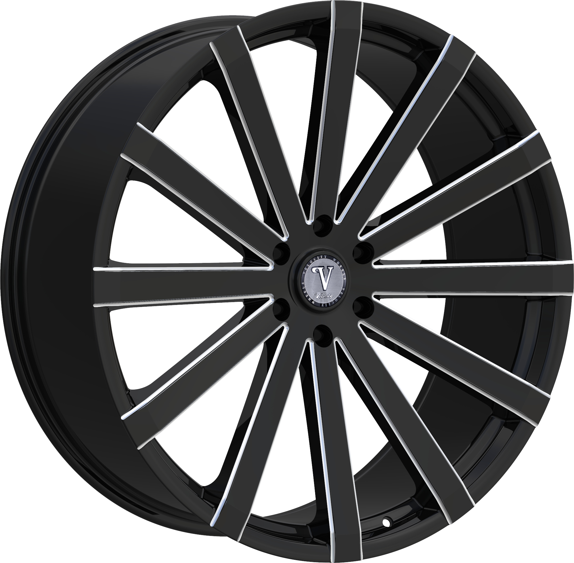 VELOCITY Style 12 22" x 8" Black And Milled Wheels