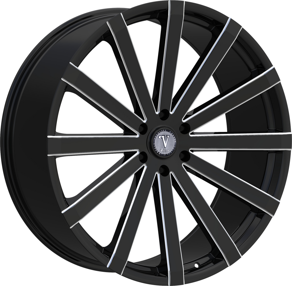 VELOCITY Style 12 22" x 8" Black And Milled Wheels