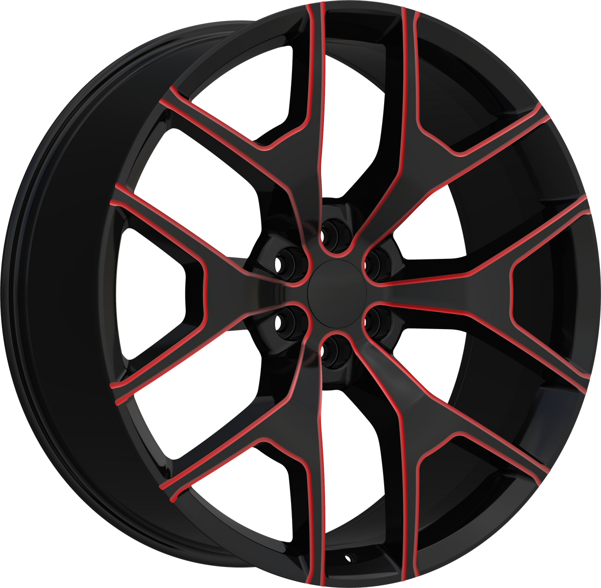 REPLICA Style 288 22" x 9.5" Black Red Milled Wheels