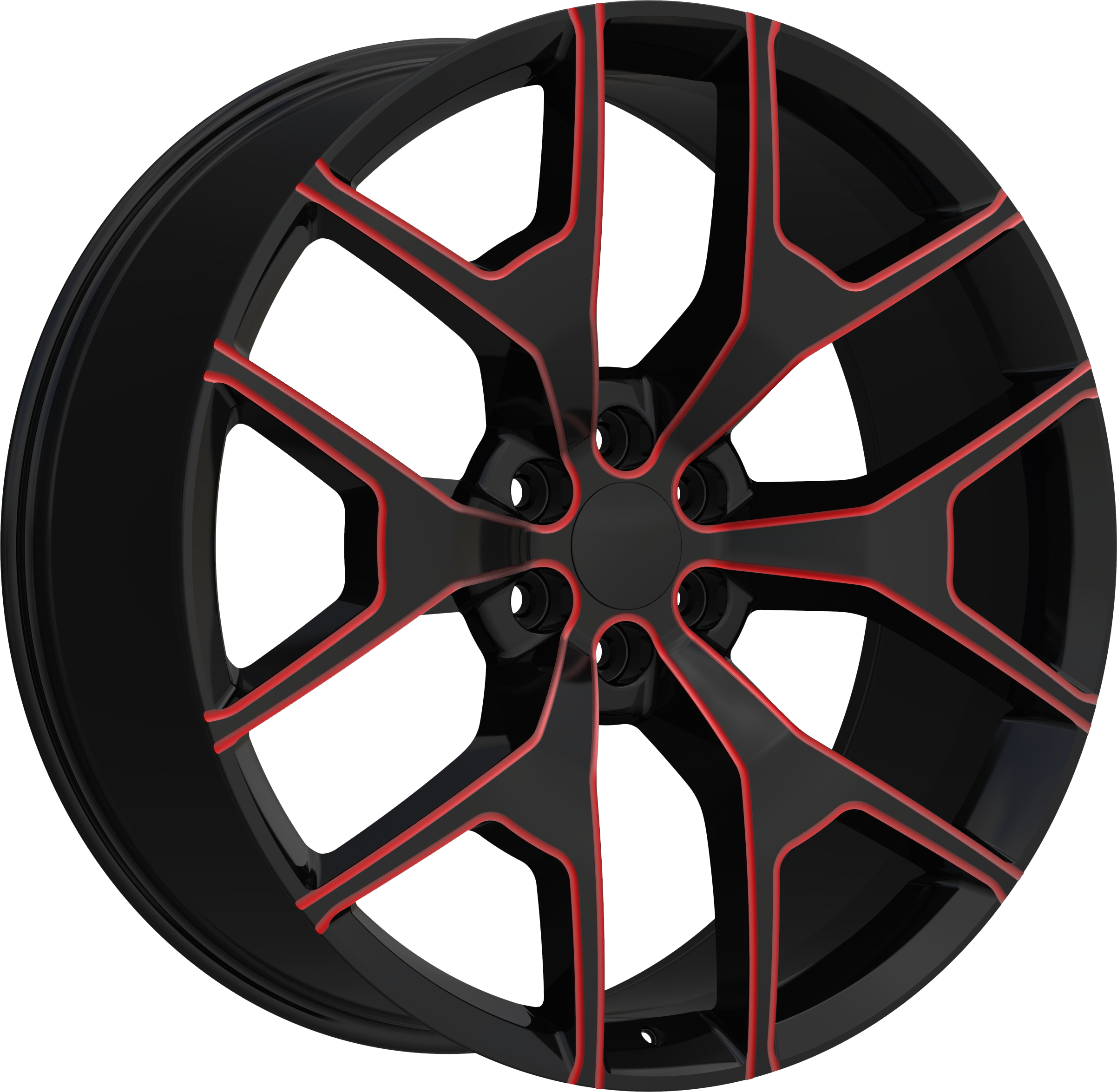 REPLICA Style 288 22" x 9.5" Black Red Milled Wheels
