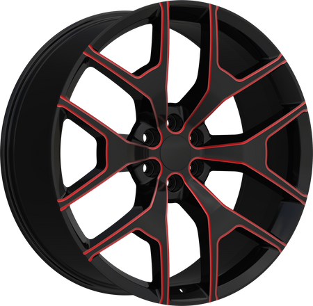 REPLICA Style 288 22" x 9.5" Black Red Milled Wheels