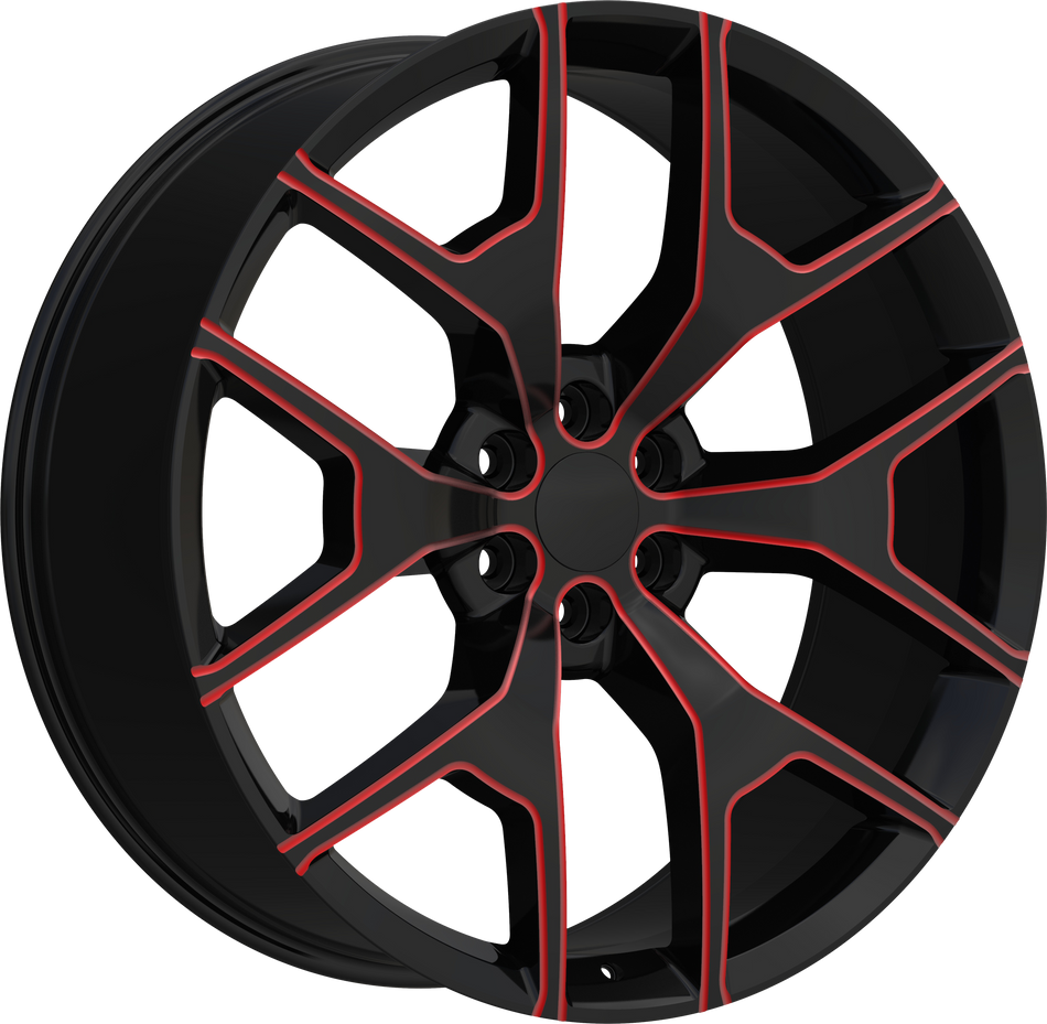 REPLICA Style 288 22" x 9.5" Black Red Milled Wheels