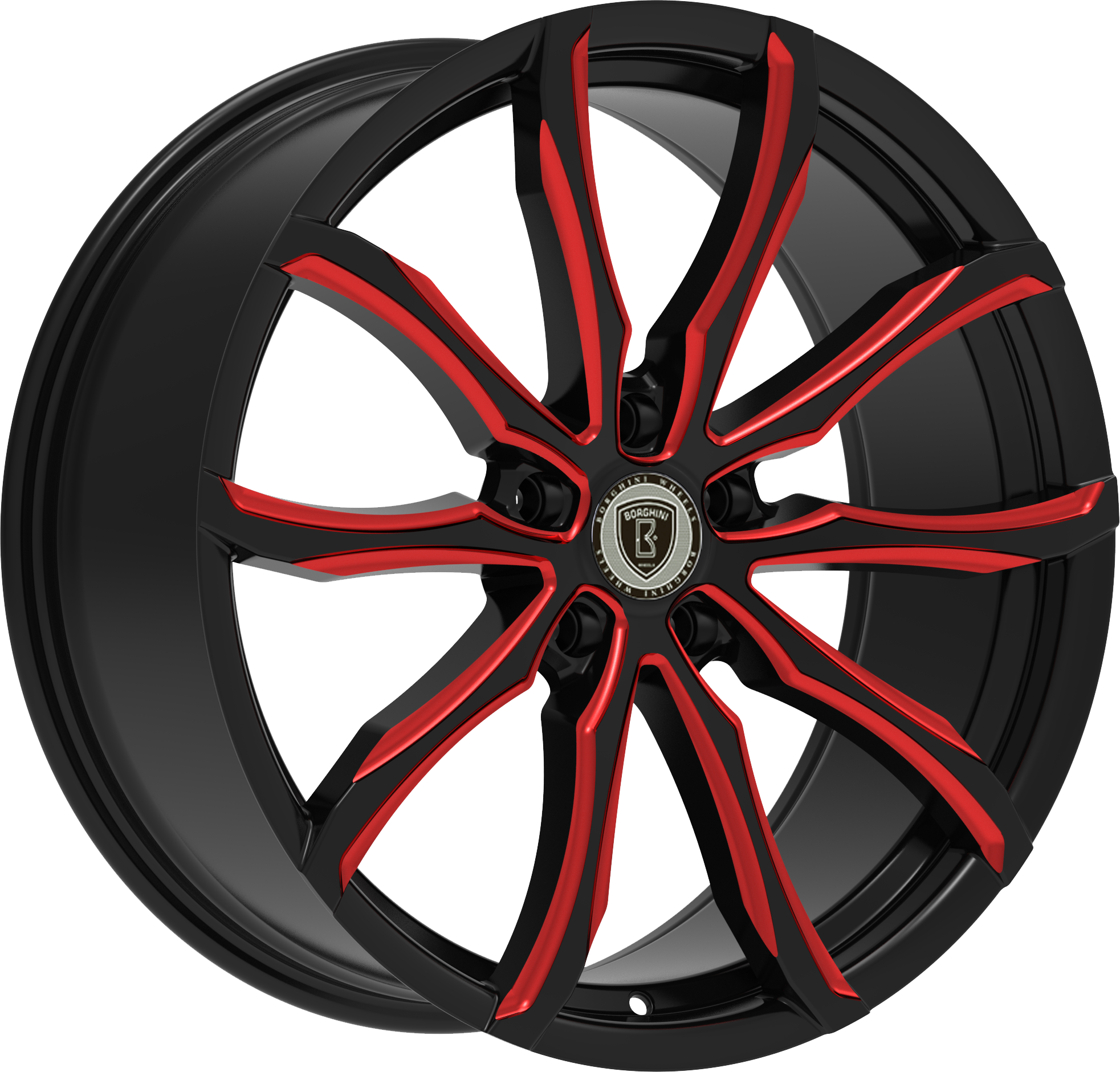 BORGHINI Style 32 22" x 8.5" Black Red Milling Wheels