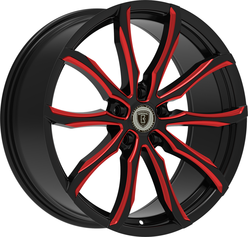 BORGHINI Style 32 22" x 8.5" Black Red Milling Wheels