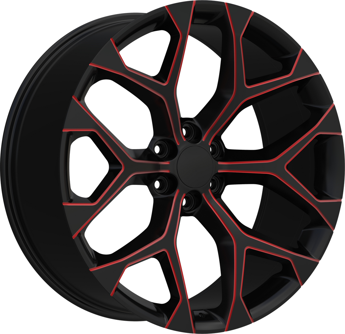 REPLICA Style 348 22" x 9.5" Black And Red Milled Wheels