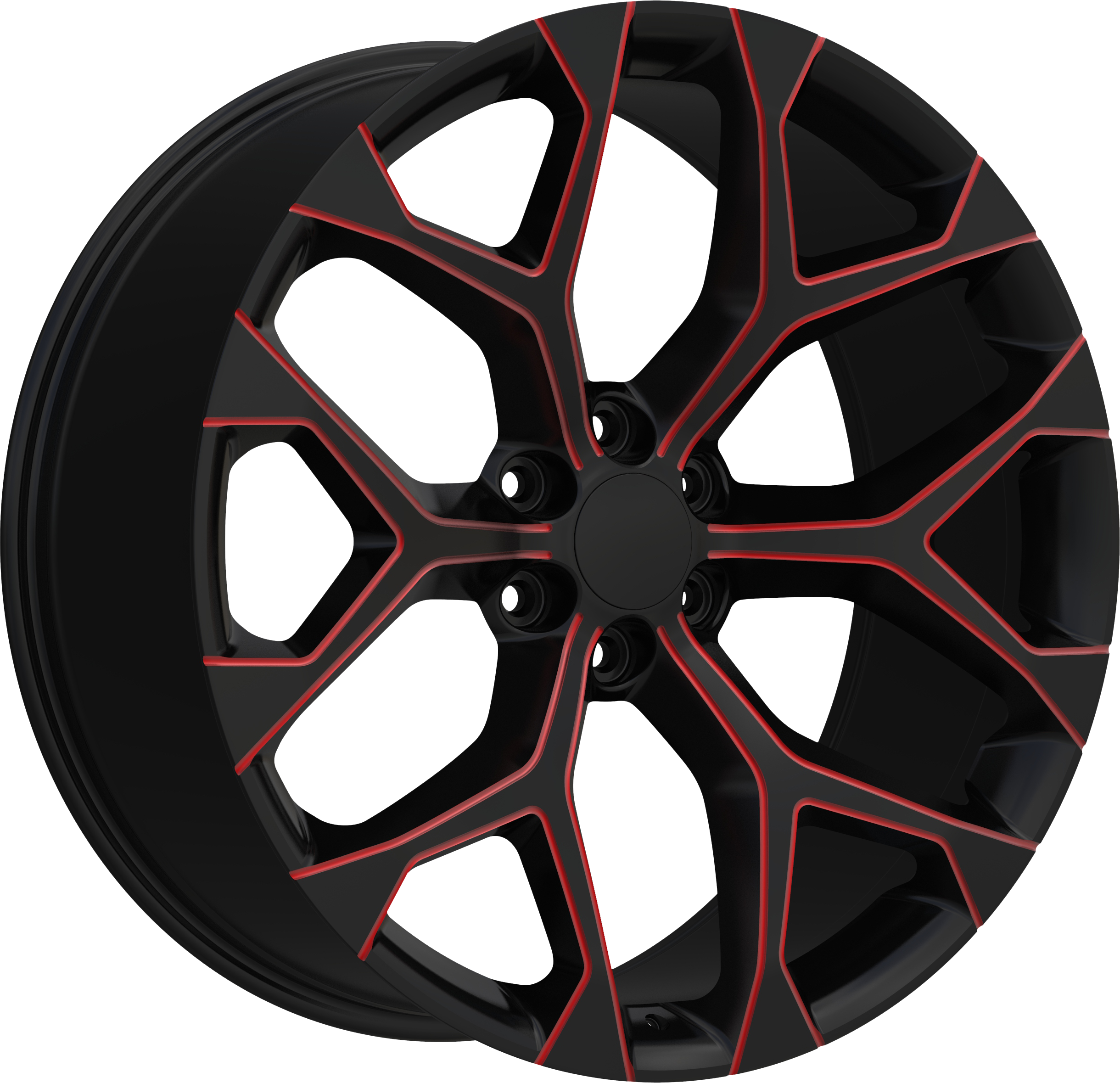 REPLICA Style 348 22" x 9.5" Black And Red Milled Wheels
