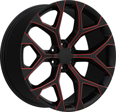 REPLICA Style 348 22" x 9.5" Black And Red Milled Wheels