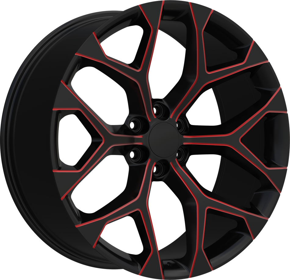 REPLICA Style 348 22" x 9.5" Black And Red Milled Wheels