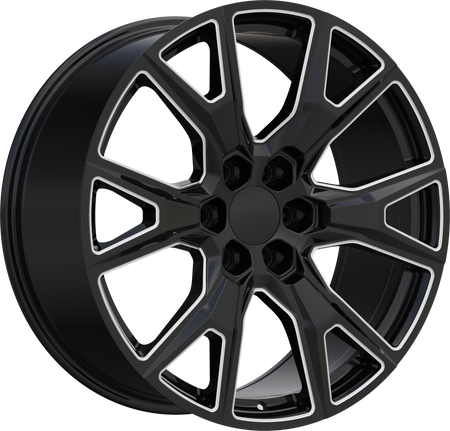 REPLICA Style 368 22" x 9.5" Black And Milled Wheels