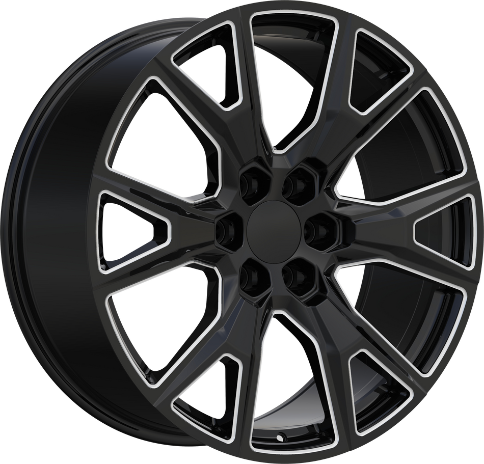 REPLICA Style 368 22" x 9.5" Black And Milled Wheels
