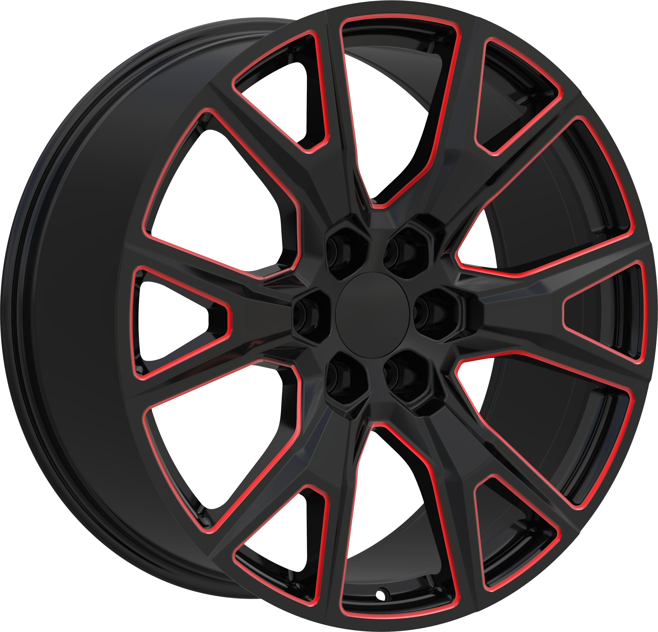 REPLICA Style 368 22" x 9.5" Black Red Milled Wheels