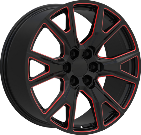 REPLICA Style 368 22" x 9.5" Black Red Milled Wheels