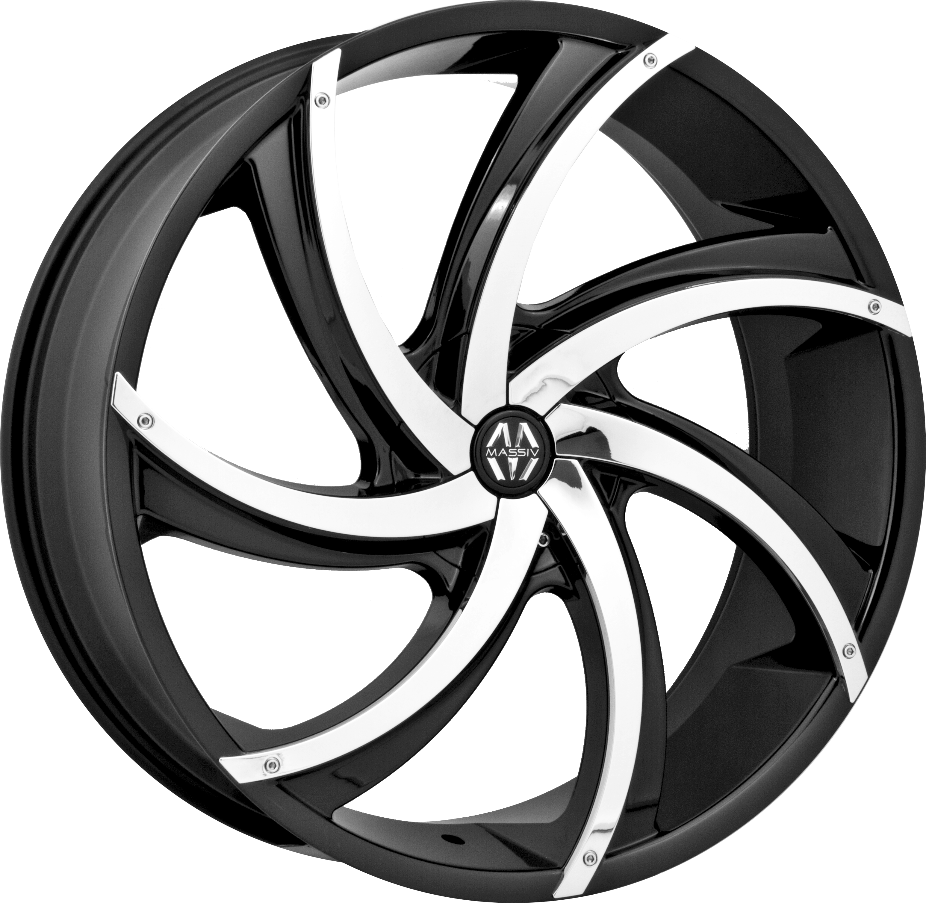 MASSIV Style 920 22" x 8.5" Black With Chrome Insert Wheels
