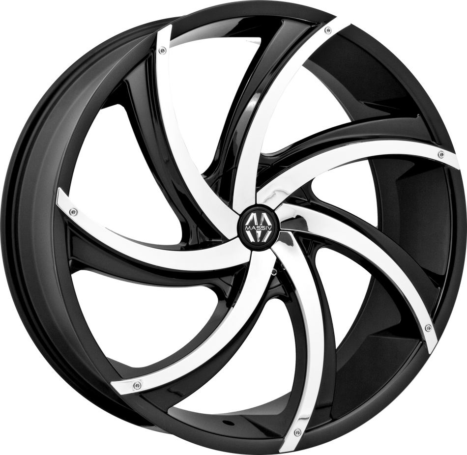 MASSIV Style 920 22" x 8.5" Black With Chrome Insert Wheels