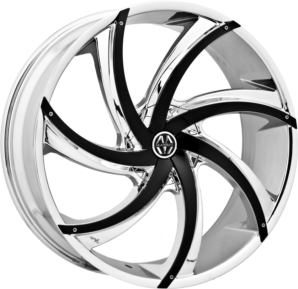 MASSIV Style 920 22" x 8.5" Chrome With Black Insert Wheels