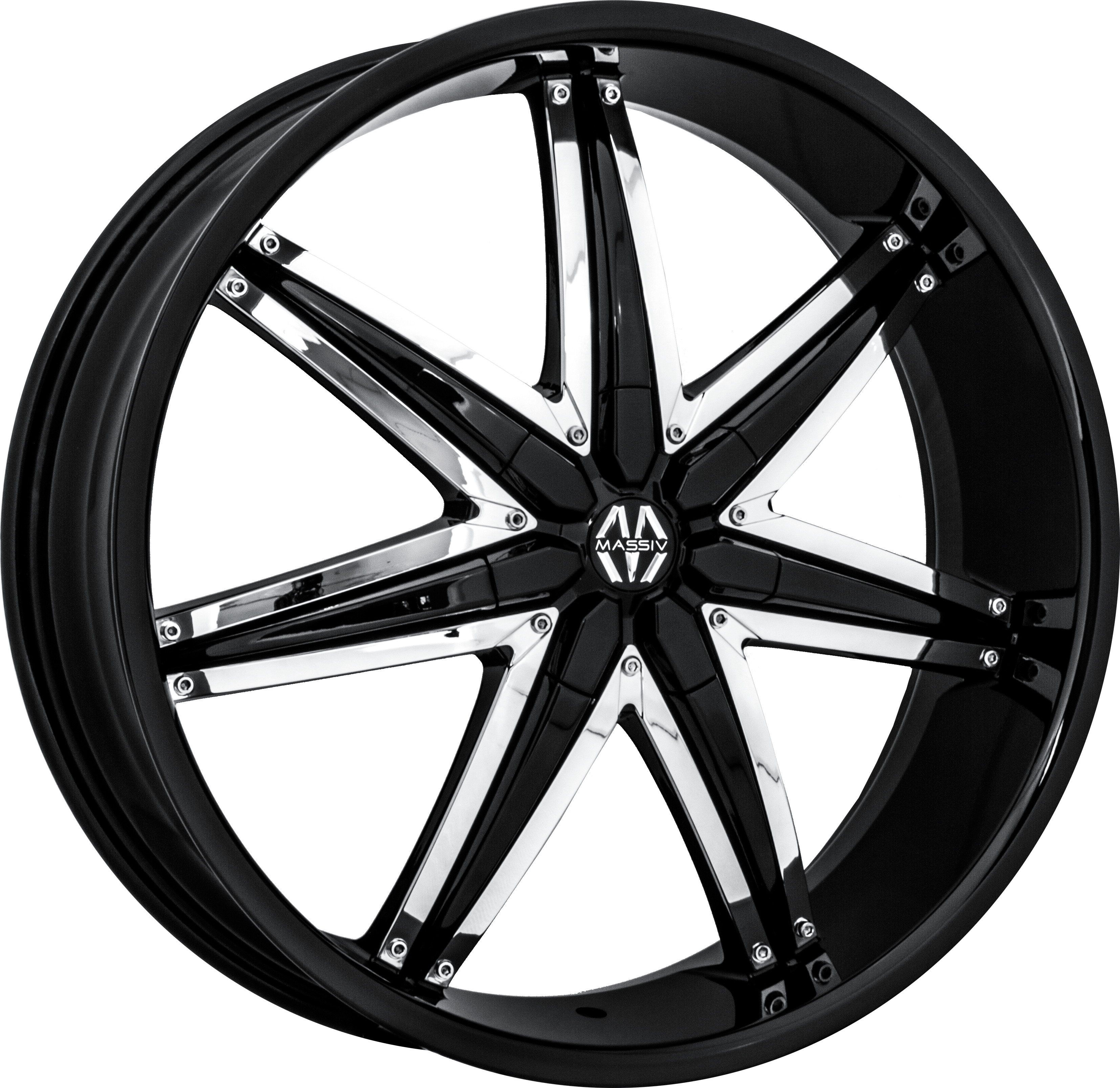 MASSIV Style 923 22" x 9.5" Black With Chrome Insert Wheels