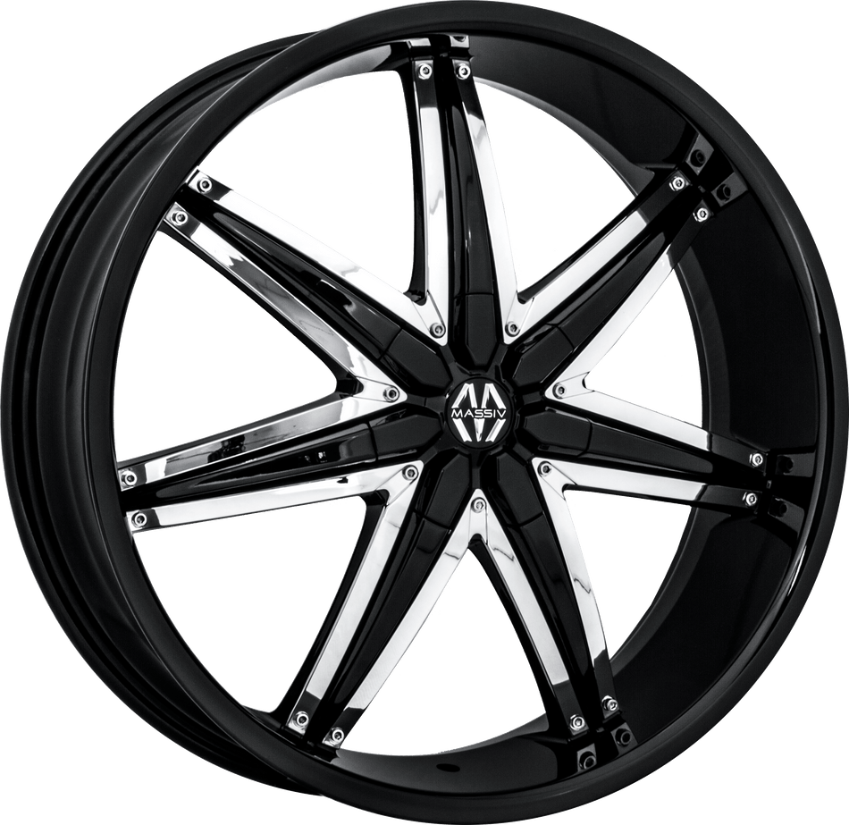 MASSIV Style 923 22" x 9.5" Black With Chrome Insert Wheels
