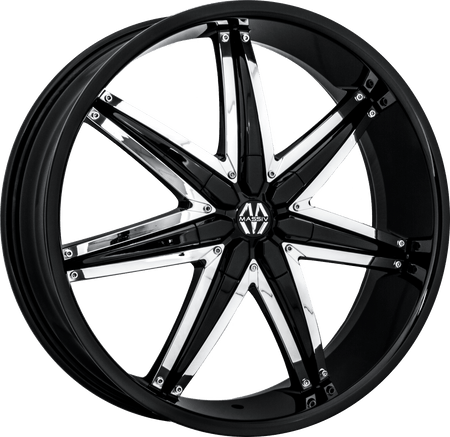 MASSIV Style 923 22" x 9.5" Black With Chrome Insert Wheels