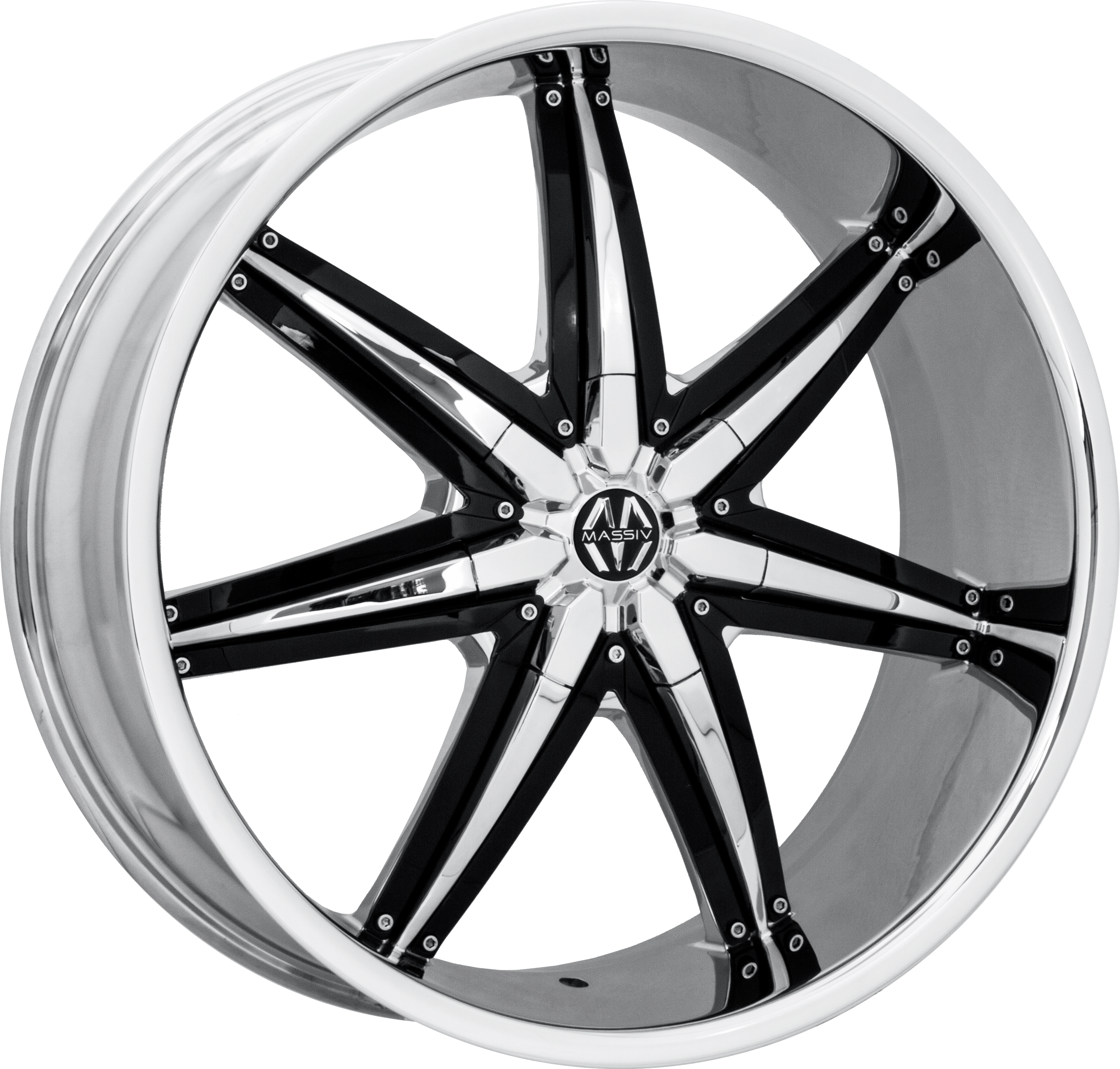 MASSIV Style 923 22" x 9.5" Chrome With Black Insert Wheels