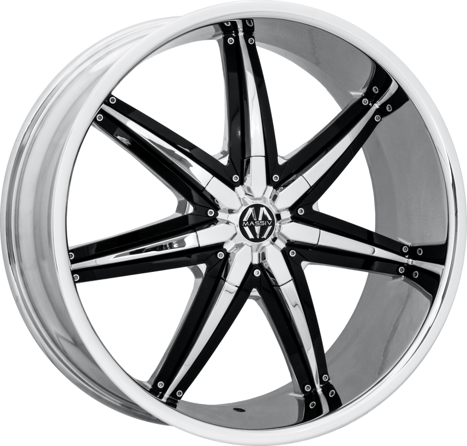 MASSIV Style 923 22" x 9.5" Chrome With Black Insert Wheels