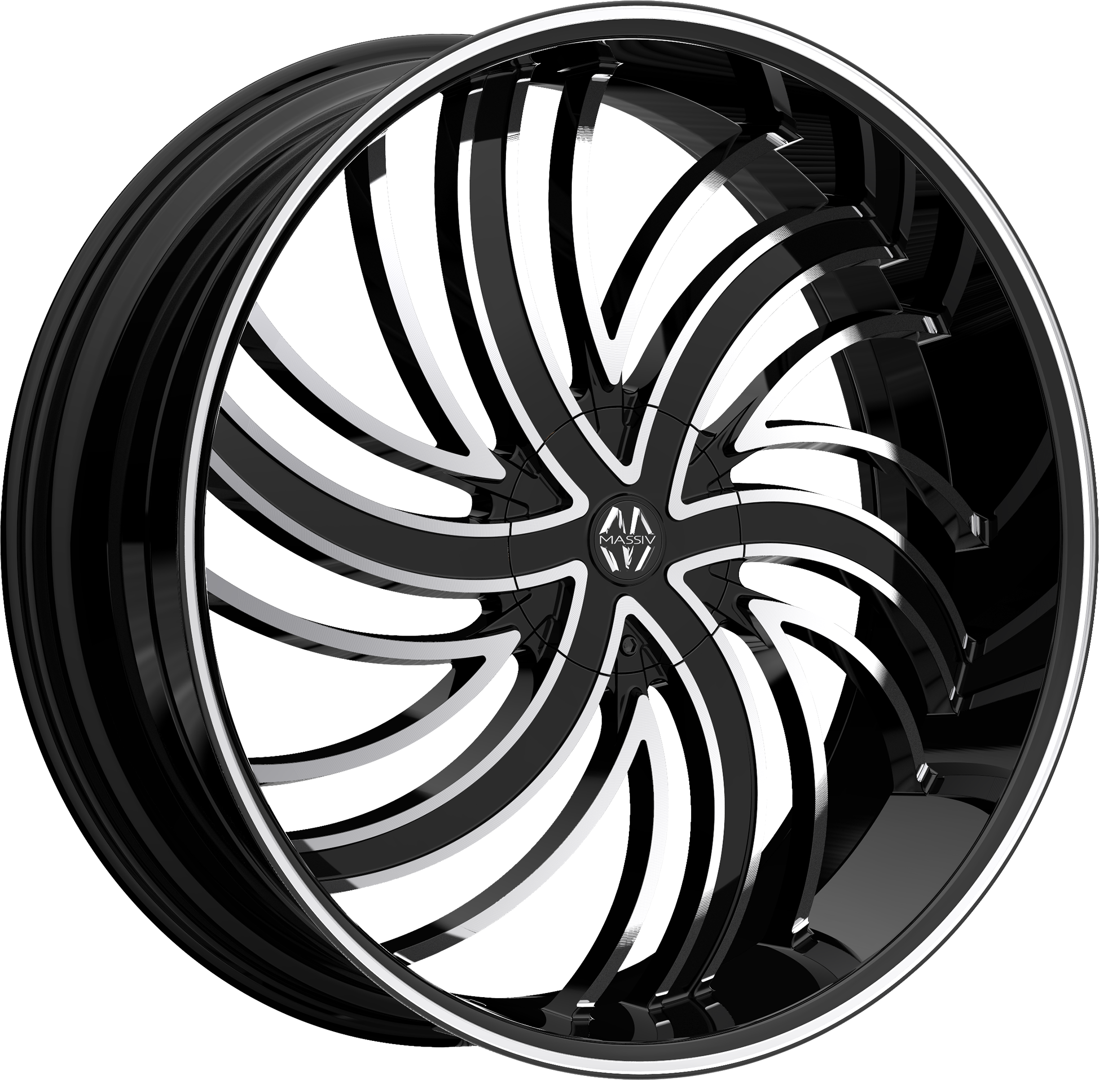 MASSIV Style 924 22" x 8.5" Black Machined Wheels
