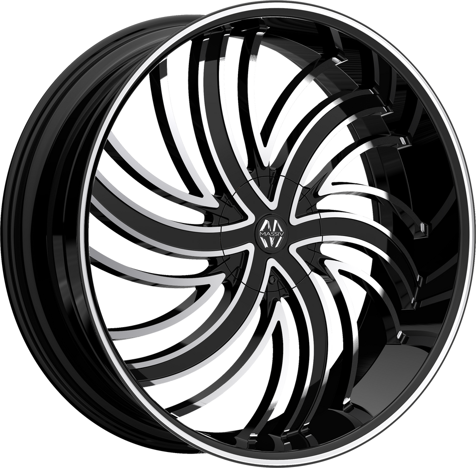 MASSIV Style 924 22" x 8.5" Black Machined Wheels