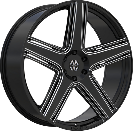 MASSIV Style 926 22" x 9" Black And Milled Wheels