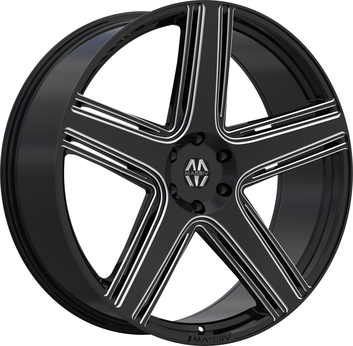 MASSIV Style 926 22" x 9" Black And Milled Wheels