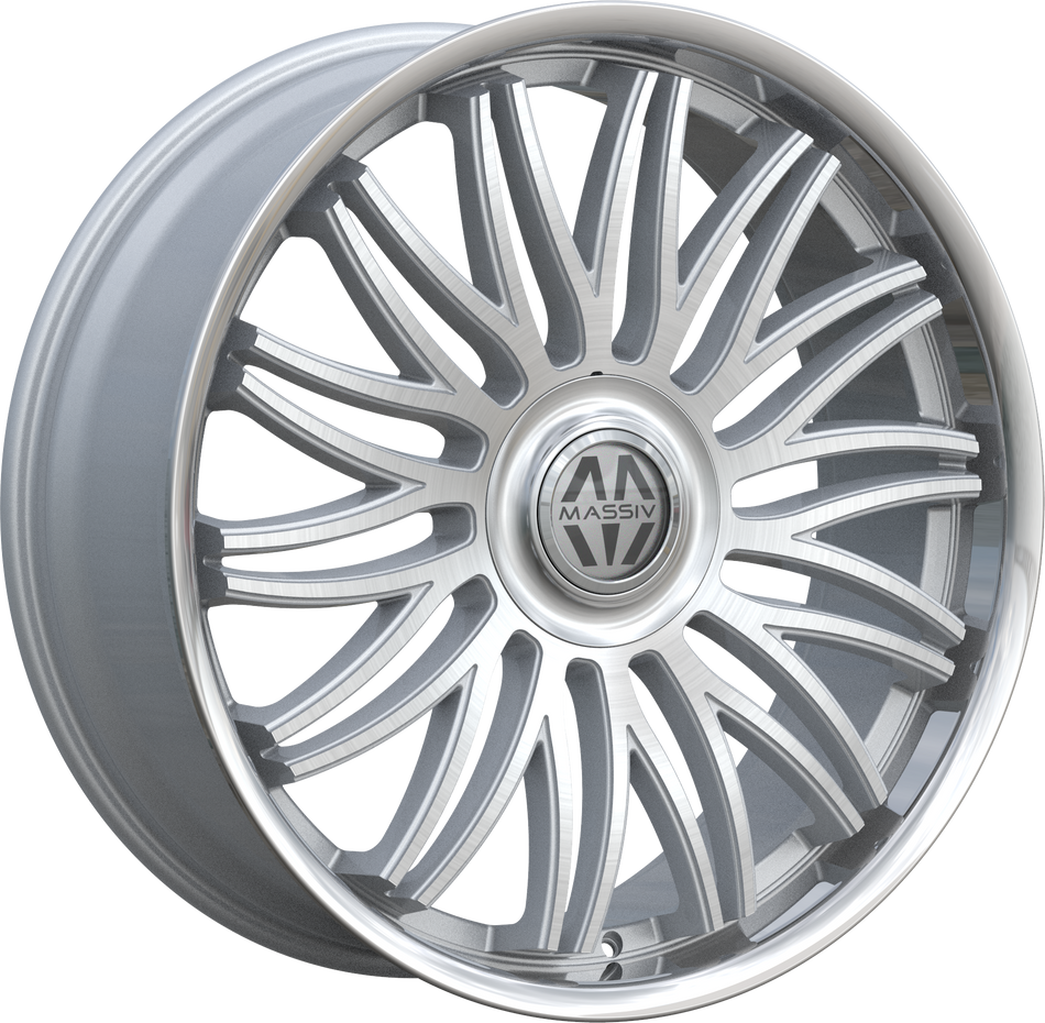 MASSIV Style 928 22" x 9" Silver Brushed Stainless Lip Wheels