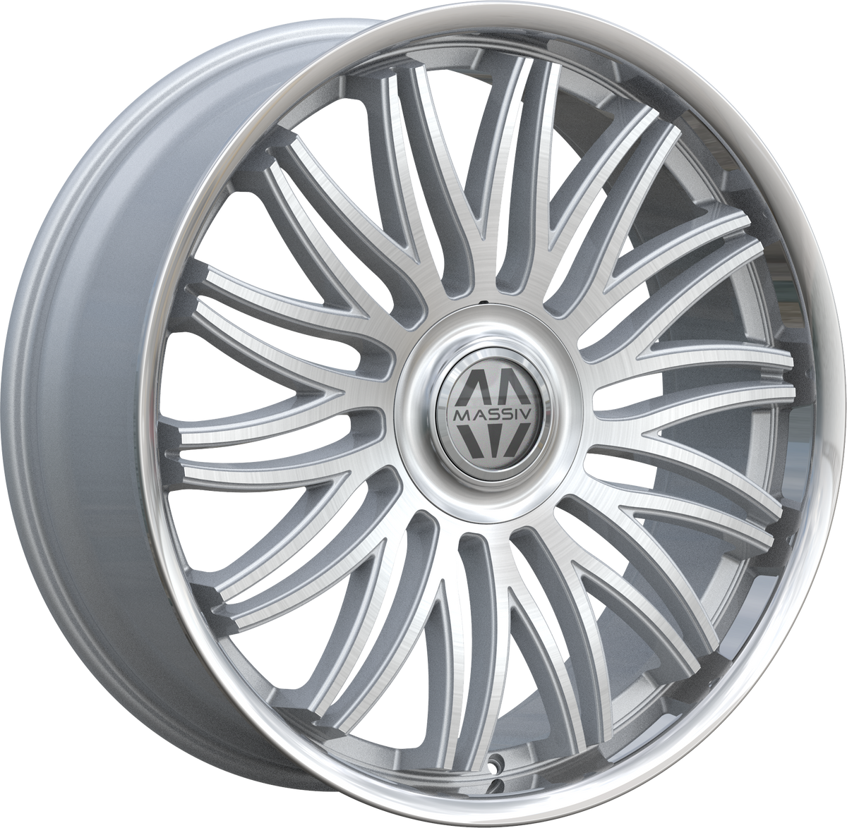 MASSIV Style 928 22" x 9" Silver Brushed Stainless Lip Wheels