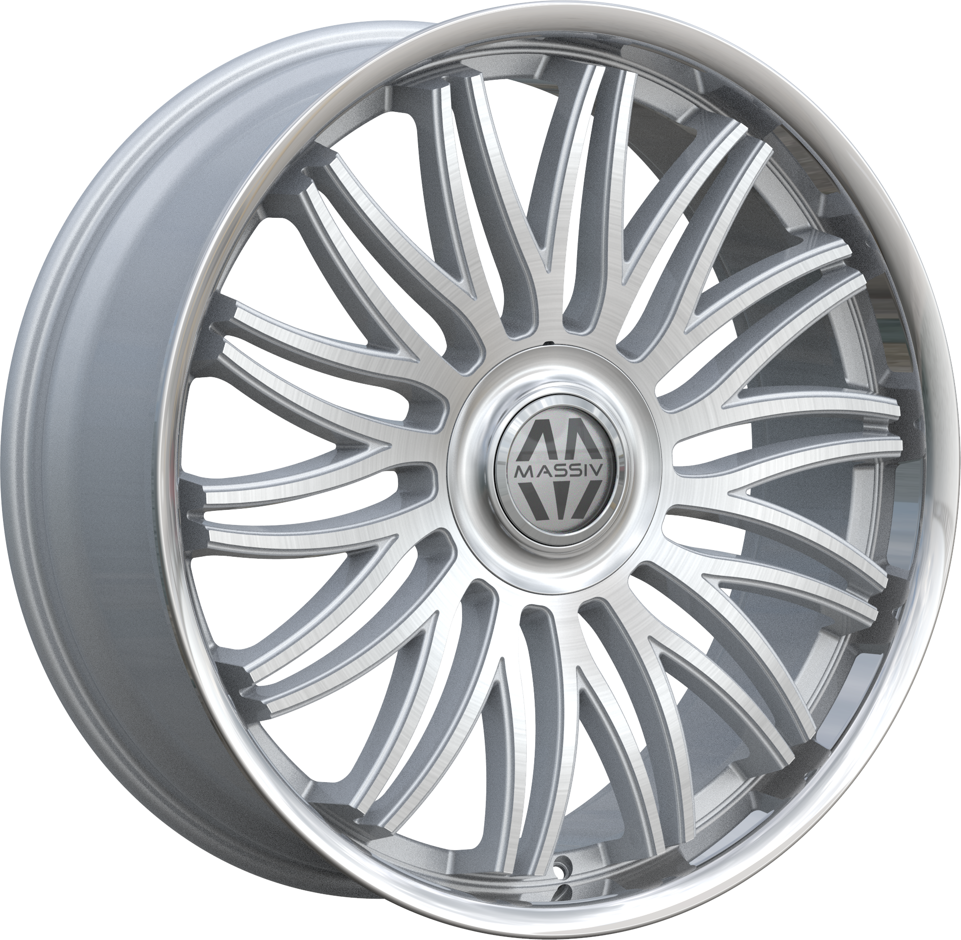 MASSIV Style 928 22" x 9" Silver Brushed Stainless Lip Wheels