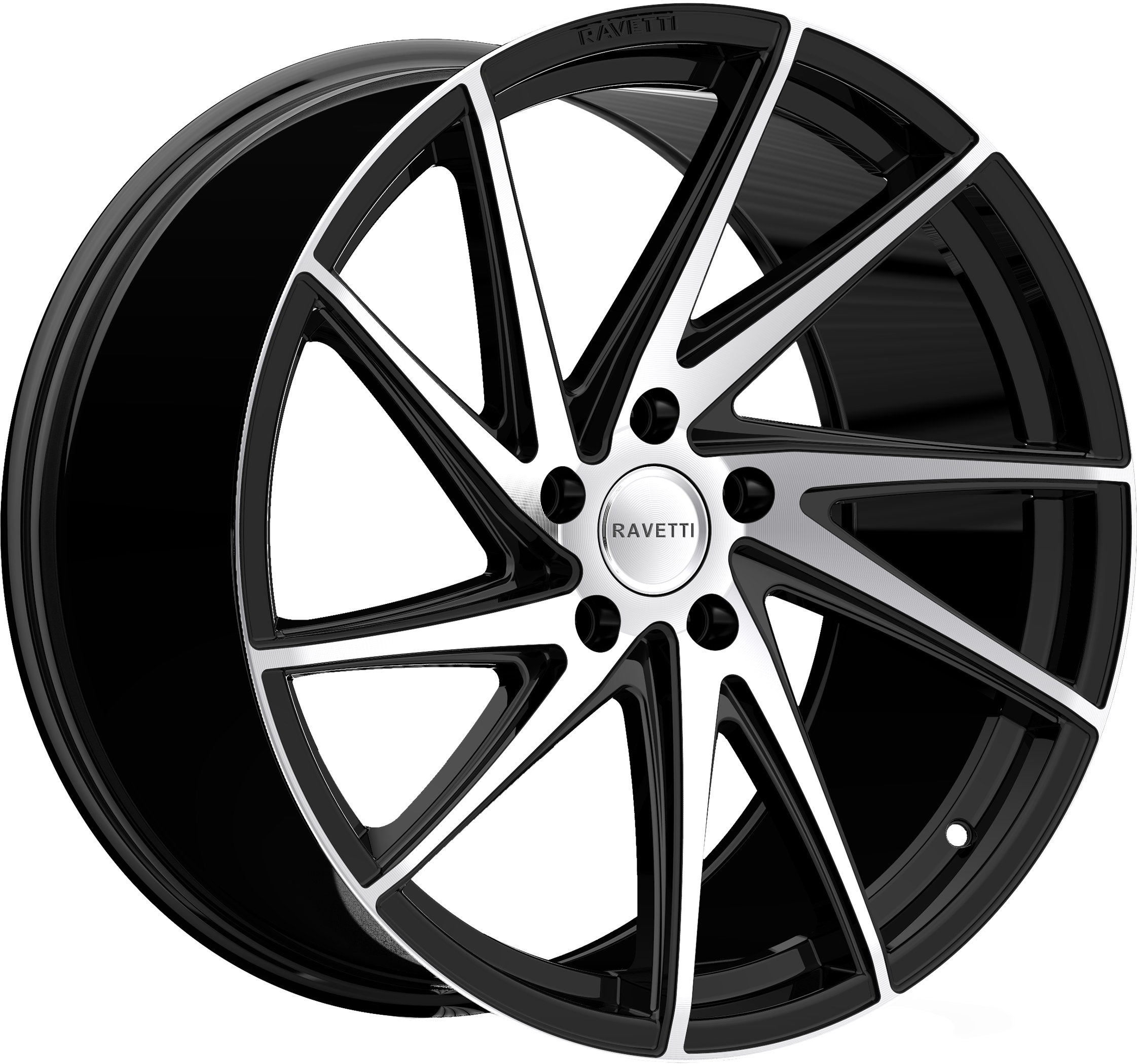 RAVETTI Style M10 20" x 10" Black Machined Wheels