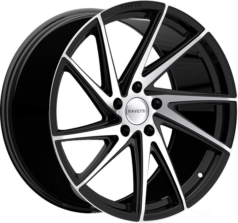 RAVETTI Style M10 20" x 10" Black Machined Wheels